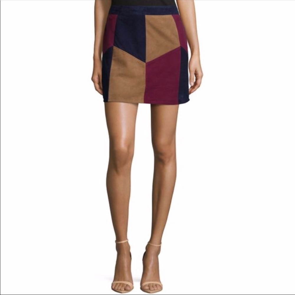 LaMarque Retro 70s Style Patchwork Suede Skirt